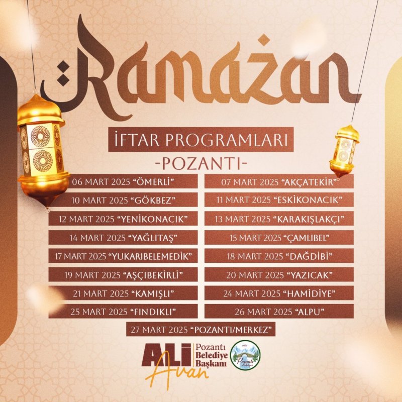 Pozantı Belediyesi’nin İftar Programları Başlıyor